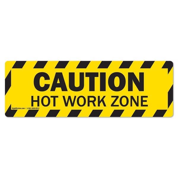 Caution-Hot Work Zone 18in Non-Slip Floor Marker, 3PK, 16 in L, 16 in H, FD-R-16-3PK-99863, Signmission, Mfr#: FD-R-16-3PK-99863